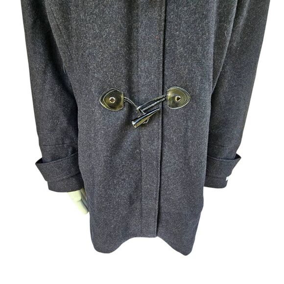 Calvin Klein Women’s 2X Wool Blend Duffle Coat Black Hooded Toggle Front Lined - Picture 5 of 9